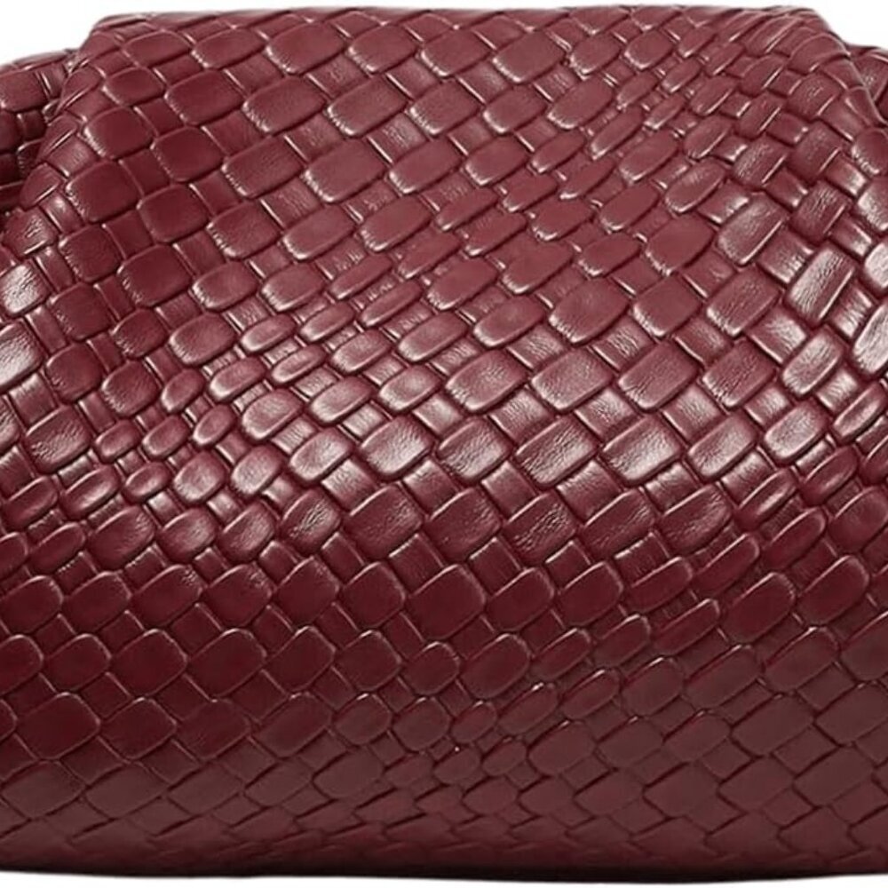 Women's Faux Pu Leather Clutch Bag Evening Purse No Strap Ruched Small